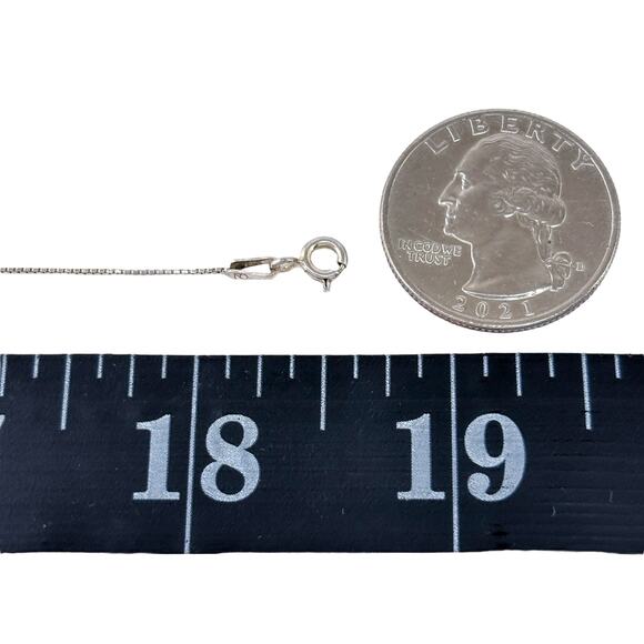 Box Link Chain Necklace | Italian Vintage Sterling Silver 925 | 18.5" - Picture 2 of 3